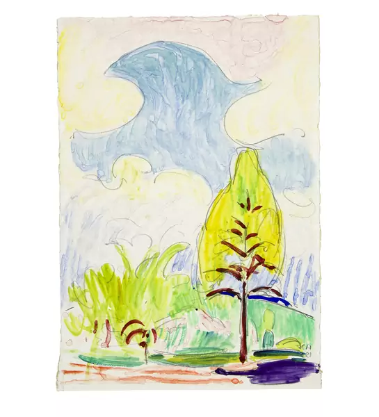 Cuno Amiet — Landschaft mit Baum — Galerie Kornfeld