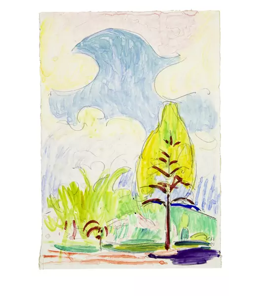 Cuno Amiet — Landschaft mit Baum — Galerie Kornfeld