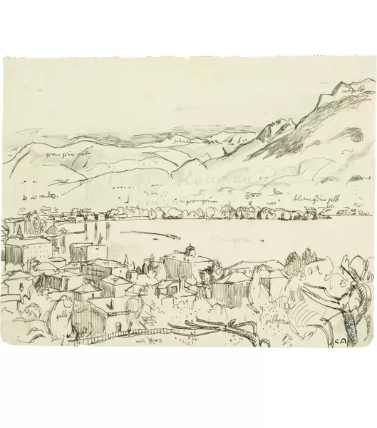 Cuno Amiet — Kompositionsstudie zu "Lugano (Paradiso)" — Galerie Kornfeld