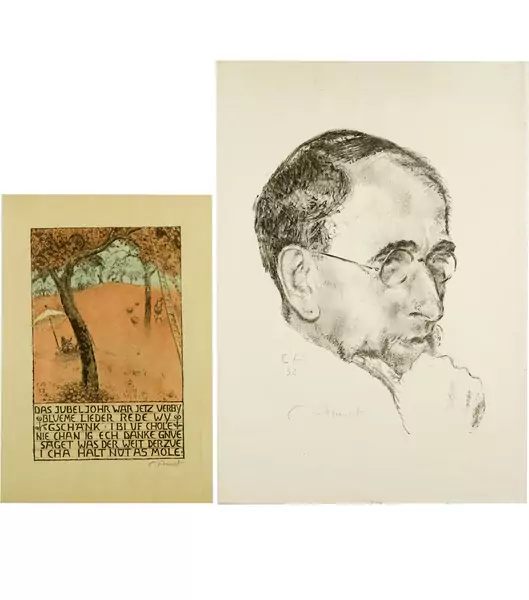 Cuno Amiet — Bildnis Ernst Kreidolf in Dreiviertelansicht. - Neujahrsblatt 1939 — Galerie Kornfeld