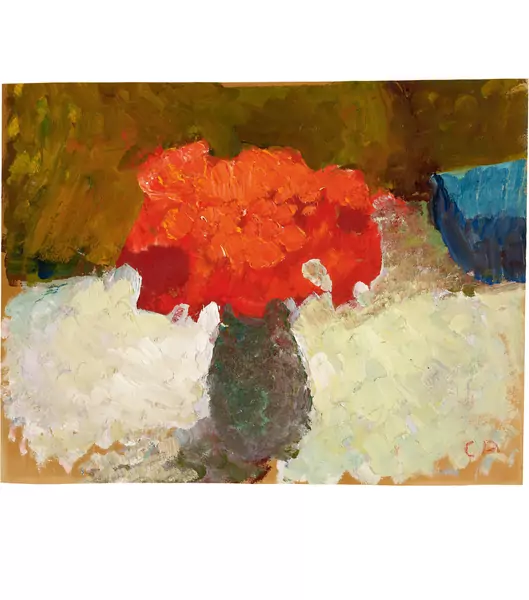 Cuno Amiet — Blumenstillleben mit blauem Buch — Galerie Kornfeld
