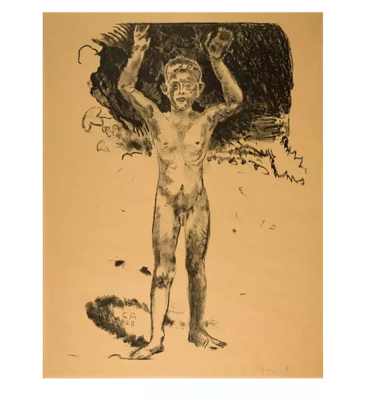 Cuno Amiet — Nackter Junge von vorn, mit erhobenen Armen — Galerie Kornfeld
