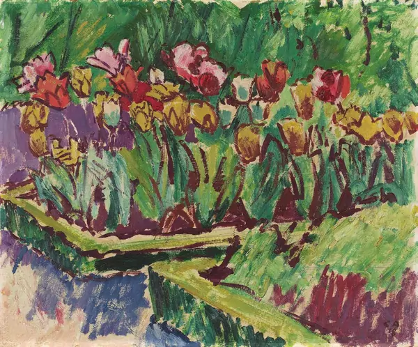 Cuno Amiet — Gartenbeet (Tulpen) — Galerie Kornfeld