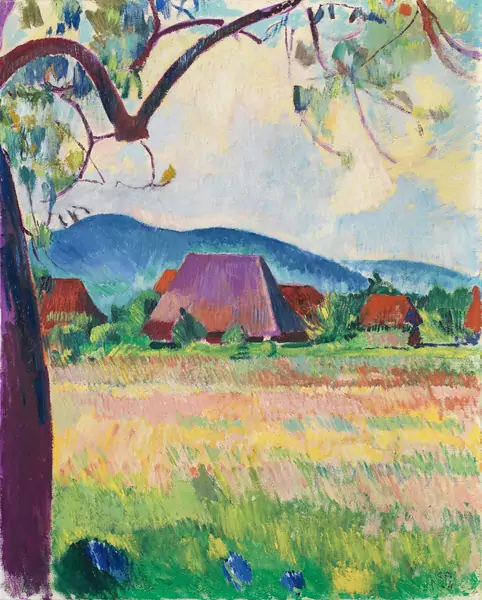 Cuno Amiet — Bauernhäuser auf der Oschwand — Galerie Kornfeld