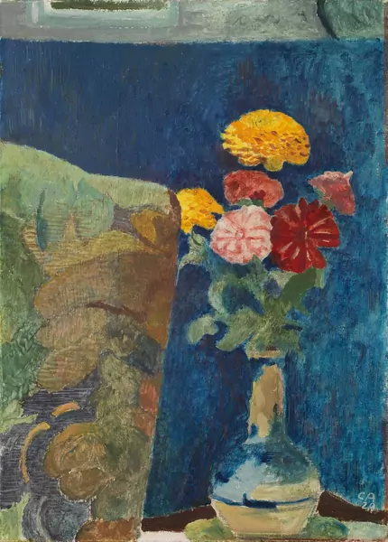 Cuno Amiet — Stillleben mit Stuhl – Stillleben mit Vase und Dahlien — Galerie Kornfeld