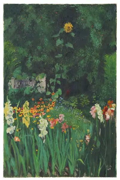 Cuno Amiet — Sonnenblume – Blumengarten mit Sonnenblume — Galerie Kornfeld