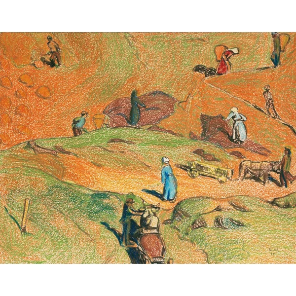 Cuno Amiet — FELDARBEIT IM GEBIRGE (ENGADIN), 1910 AGRICULTURAL WORK IN THE MOUNTAINS (ENGADIN), 1910