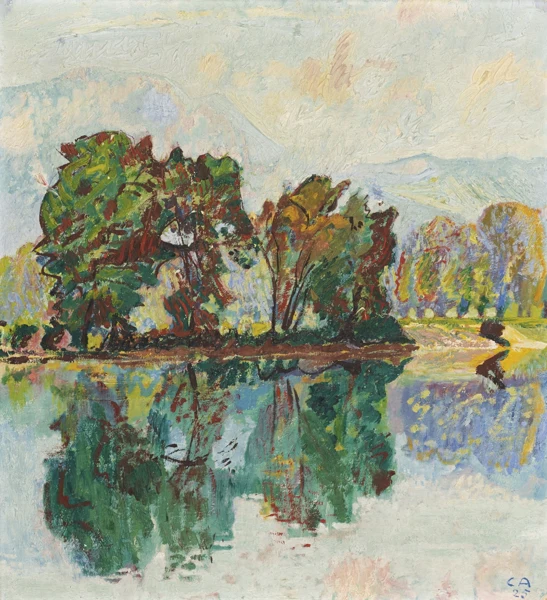 Cuno Amiet — AARELANDSCHAFT, 1925LANDSCAPE NEAR RIVER AARE, 1925