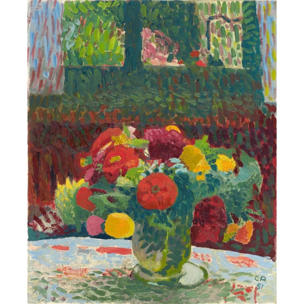 Cuno Amiet — BUNTER ZINNIENSTRAUSS, 1951MULTICOLOURED ZINNIA BOUQUET, 1951