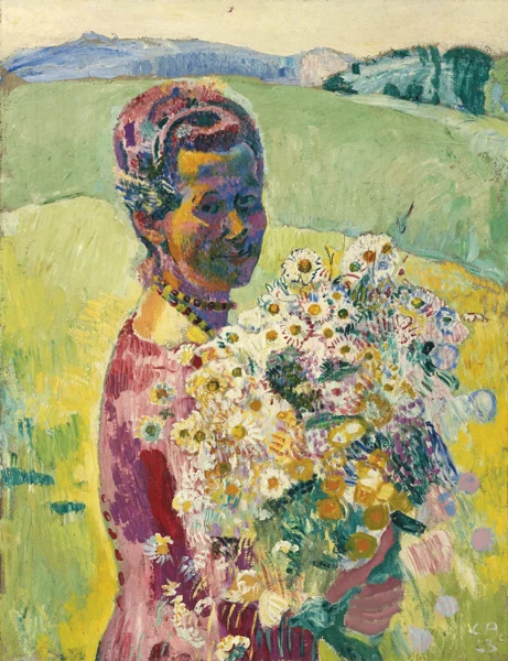 Cuno Amiet — FRAU MIT BLUMEN - ANNA AMIET MIT BLUMEN, 1923LADY WITH FLOWERS - ANNA AMIET WITH FLOWERS, 1923