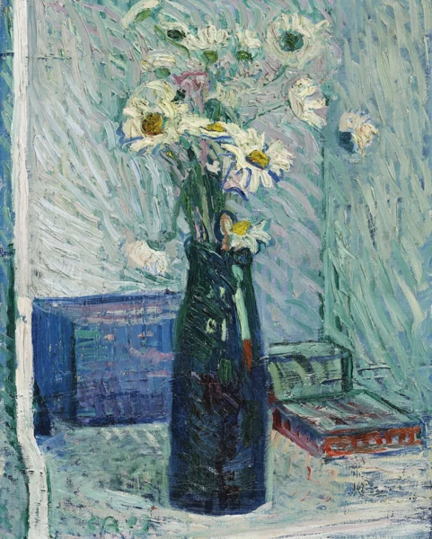 Cuno Amiet — BLUMENSTILLLEBEN MIT MARGERITEN IN VASE, 1909FLOWER STILL LIFE WITH MARGUERITES IN VASE, 1909