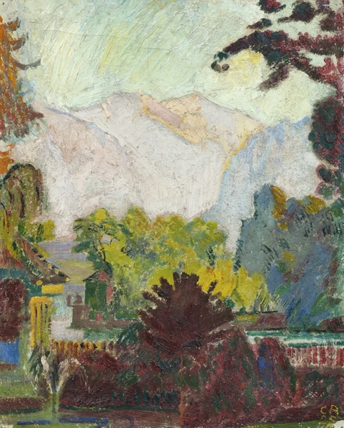 Cuno Amiet — Garten im Untersee mit Blick auf die Jungfrau, 1925