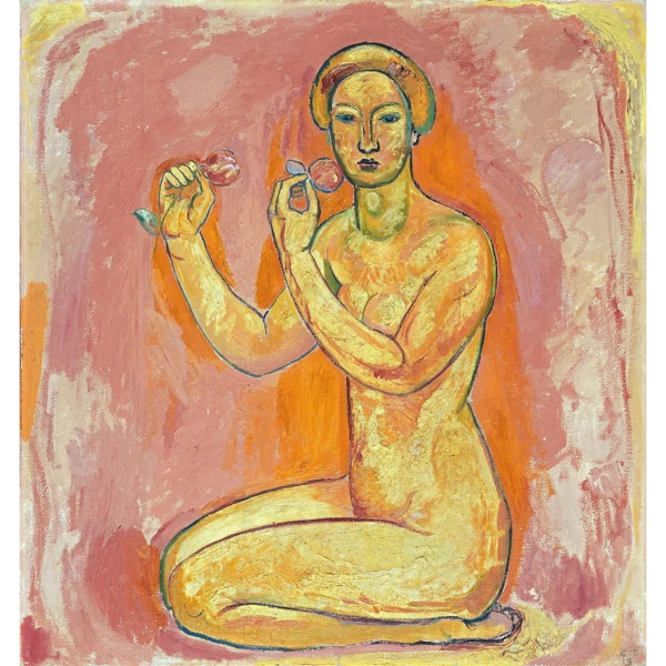 Cuno Amiet — WEIBLICHER AKT MIT BLUMEN (DIE WAHRHEIT), 1913 FEMALE NUDE WITH FLOWERS (THE TRUTH), 1913