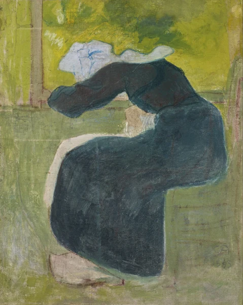 Cuno Amiet — Schlafende Bretonin, 1893 - rectoSelbstbildnis - verso