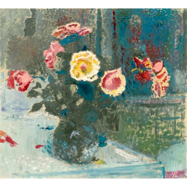 Cuno Amiet — ROSEN IN VASE, 1957 ROSES IN A VASE, 1957