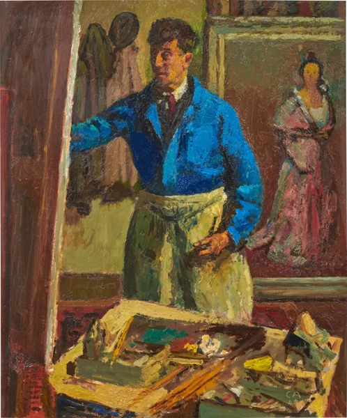 Cuno Amiet — Der Maler Johann Peter Flück an der Staffelei, 1946