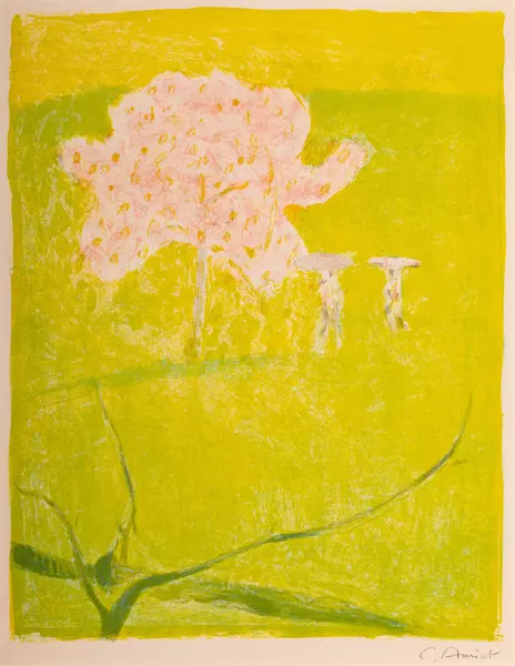 Blühender Apfelbaum auf grüner Wiese. 1925