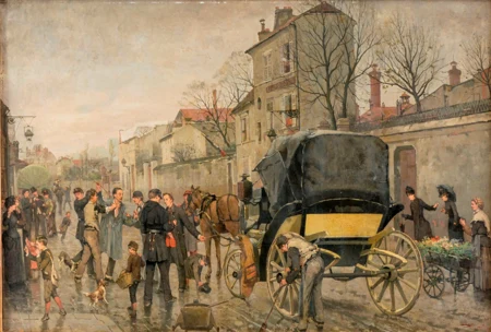 Scène de rue à la calèche