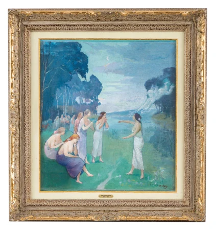 Femme au bord d'un lac