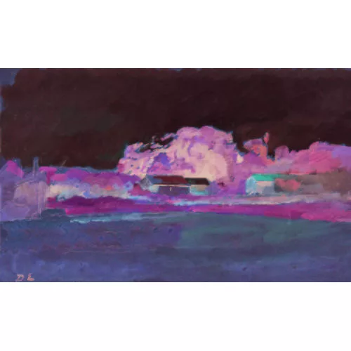 David Estoppey — Landschaft mit Getreidefeldern und Bauernhäusern.