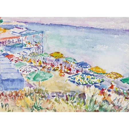 Strandpartie mit Sonnenschirmen