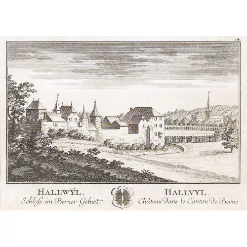 David Herrliberger — "Hallwÿl./Schloss im Berner Gebiet./Hallvyl./Château...".
