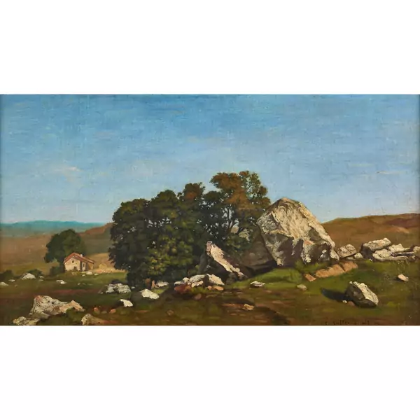 "Landschaft bei Barbizon mit Sandsteinfelsen"