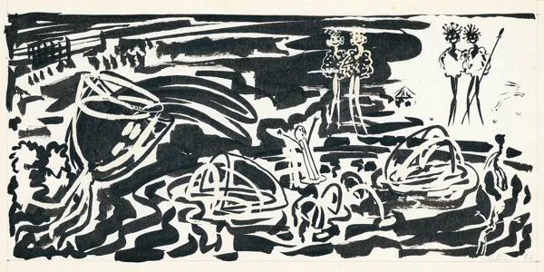David Weiss — Entwurf für Einladungskarte, 1977