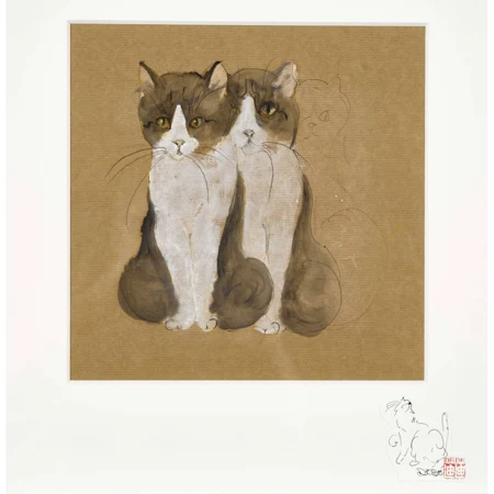 Zwei sitzende Katzen