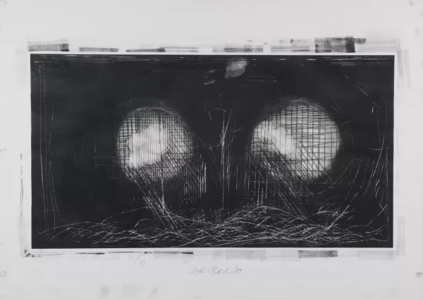 Dieter Roth — 2 Blätter: Eine Brücke, 1989; Selbstbild als Selbstbildnishaltender Löwe, 1. Zustand, 1975