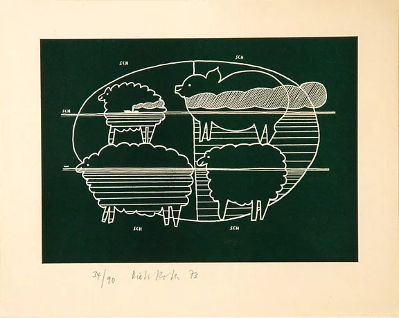Dieter Roth — 2 Blätter, aus "Far Away", 1972
