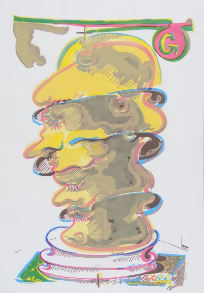 Dieter Roth — 2 Blätter: 5 Herren, 1973; Gemischter Kopfsalat, 1977