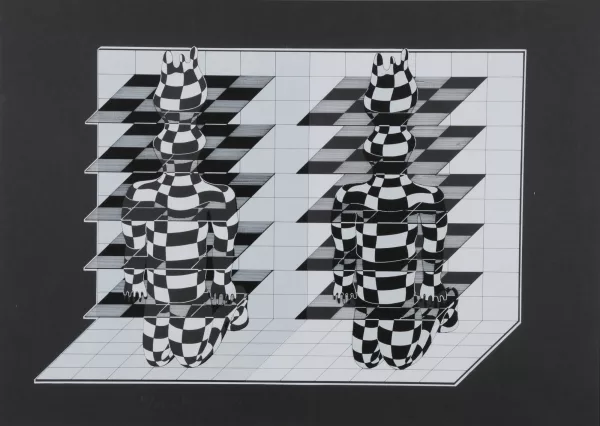 Dieter Roth — 2 Blätter: Zwei Gefangene Nr.1, 1972; Luftkampf II, 1986