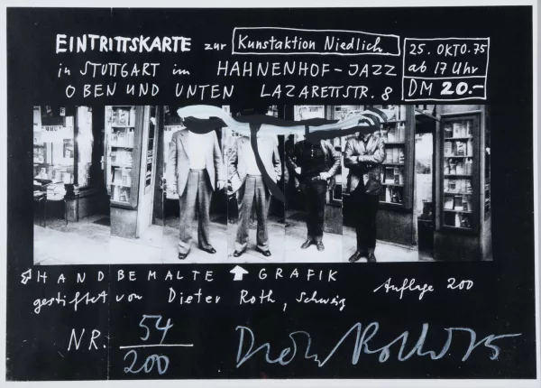 Dieter Roth — Eintrittskarte zur Kunstaktion Niedlich, 1975