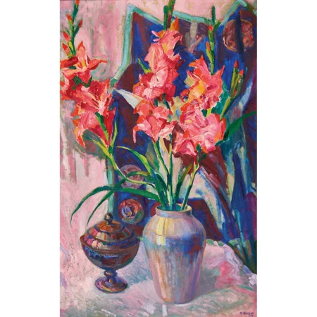 Gladiolen in Vase.