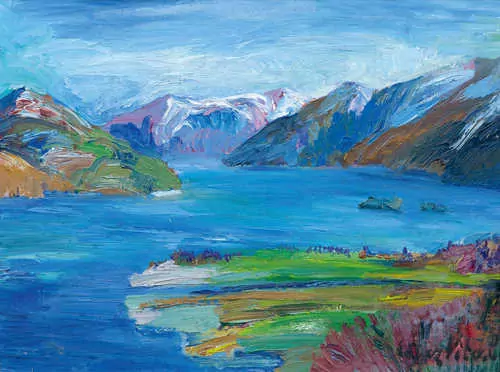 EDGAR VITAL — View of Lake Sils and Corvatsch from Maloja. — Koller Auktionen