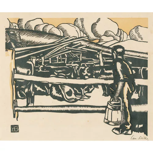 Edmond Bille — Les vaches et le paysan.