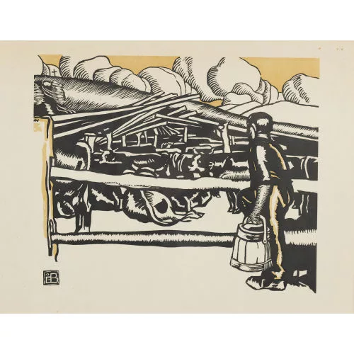 Edmond Bille — Les vaches et le paysan.