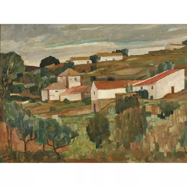 Paysage de Portugal aux toits rouges