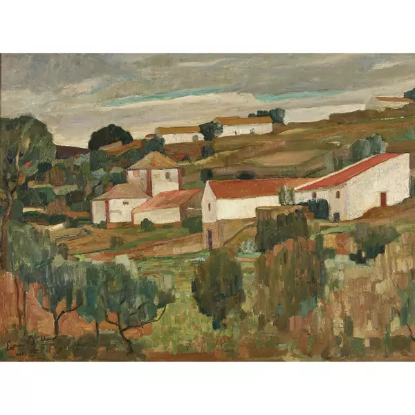 Paysage de Portugal aux toits rouges