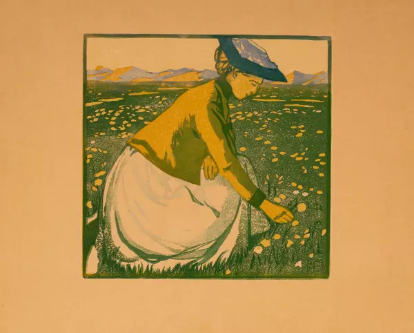 Fille cueillant des fleurs. 1913