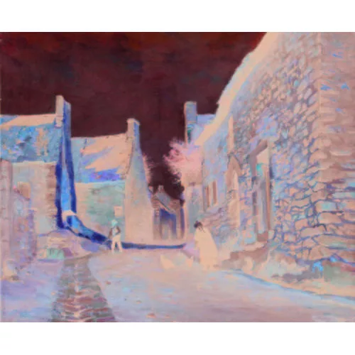 Edmond de Palézieux — Sommerliche Dorfstrasse in der Bretagne.
