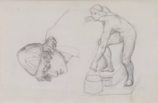 Edmond-Jean de Pury — Edmond Jean DE PURY (1845-1911), 'Etude', dessin au crayon