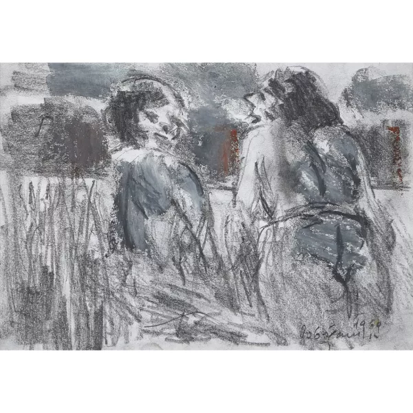 Edmondo Dobrzanski — Zwei Frauen im Gespräch auf dem Feld.