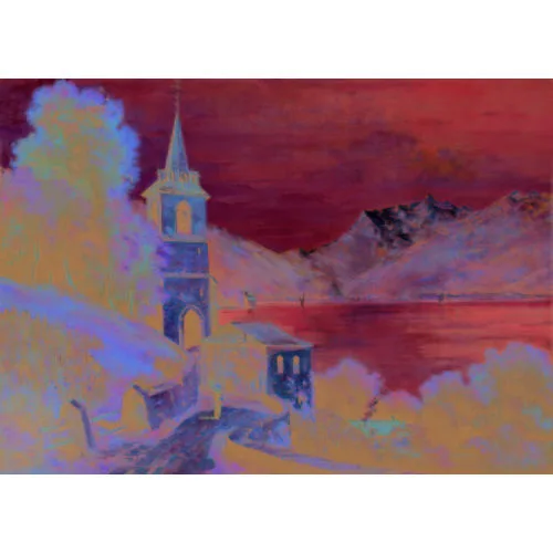 Edouard Henri Girardet — Saint-Vincent in Montreux mit Schloss Chillon.