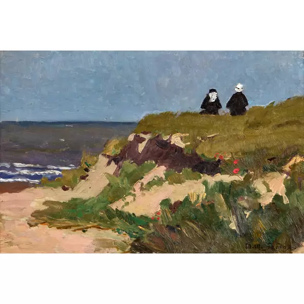 Sitzende Figuren am Strand