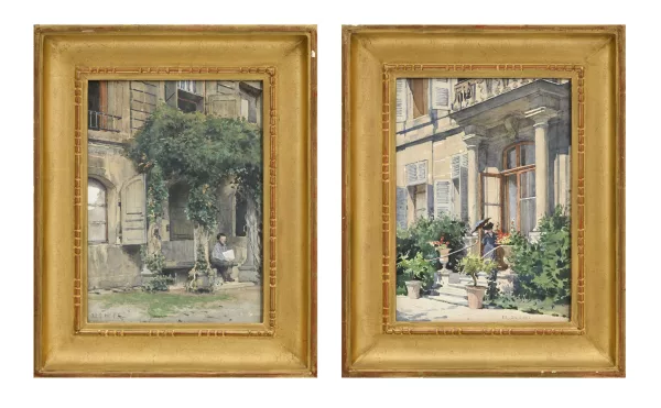 Édouard Ravel — Terrasse des maisons - Rue de l'hôtel de ville