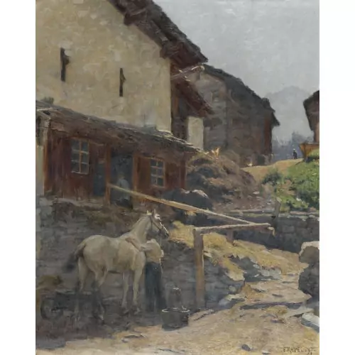 Scène de village en Valais