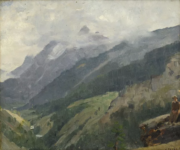 Édouard Ravel — Paysage du Val d'Hérens, Valais. Temps de pluie