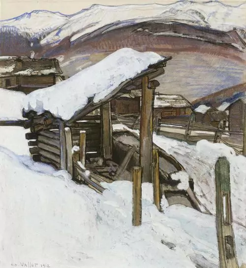 EDOUARD VALLET — Walliser Dorflandschaft im Winter. 1912. — Koller Auktionen